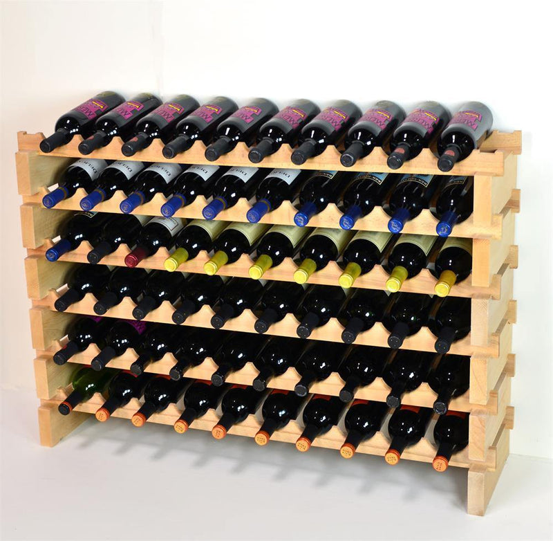 10X Bottles Pine Wood Modular Wine Rack Stackable (10 Bottles per Row) - sfDisplay.com