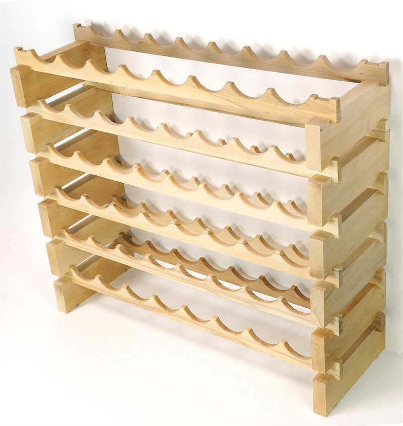 8X Bottles Beech Hardwood Modular Wine Rack Stackable (8 Bottles per Row) - sfDisplay.com