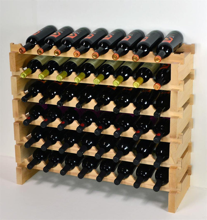 8X Bottles Beech Hardwood Modular Wine Rack Stackable (8 Bottles per Row) - sfDisplay.com