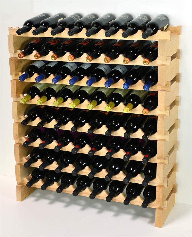 8X Bottles Beech Hardwood Modular Wine Rack Stackable (8 Bottles per Row) - sfDisplay.com